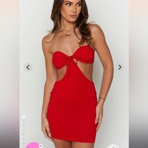 Beginning Boutique Americana Red Strapless Mini Dress